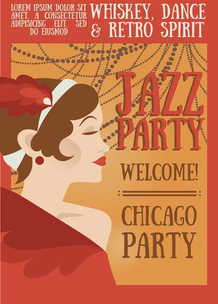 Plakat Koncert Jazzowy Może Służyć Jako Zaproszenie 20S Stylu Lub — Wektor stockowy