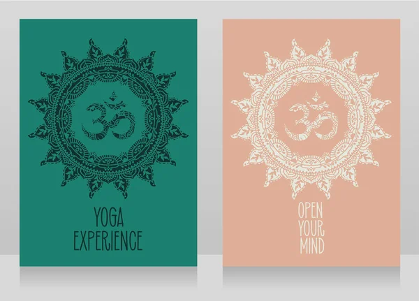 Dos Tarjetas Con Símbolo Hermoso Mandala Puede Utilizar Para Estudio — Vector de stock