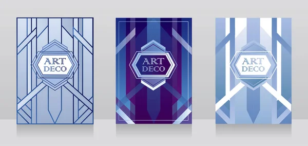 Tres Tarjetas Para Estilo Art Deco Con Diseño Geométrico Pueden — Archivo Imágenes Vectoriales