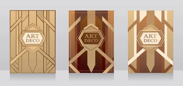 Tres Tarjetas Para Estilo Art Deco Con Diseño Geométrico Pueden — Archivo Imágenes Vectoriales