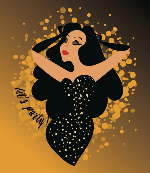 Affiche Pour Fête Noire Avec Dame Élégante Peut Être Utilisé — Image vectorielle