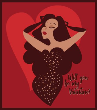 Sevgililer günü glamour bayanla için poster kullanılabilir Bayanlar gece için ya da poster olarak striptiz şov için vektör çizim