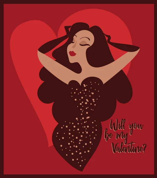 Cartaz Para Dia Dos Namorados Com Senhora Glamour Pode Ser — Vetor de Stock
