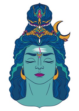 Shiva portre, Maha Shivratria için tebrik kartı olarak kullanılabilir, vektör illüstrasyon
