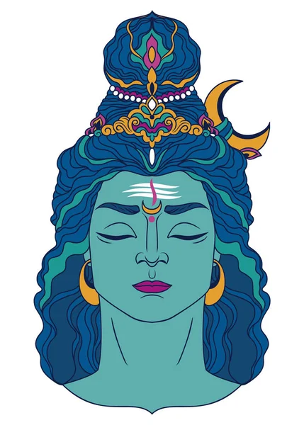 Retrato Shiva Pode Ser Usado Como Cartão Saudação Para Maha — Vetor de Stock