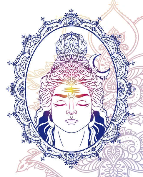 Shiva Indian Style Frame Kan Worden Gebruikt Als Wenskaart Voor — Stockvector