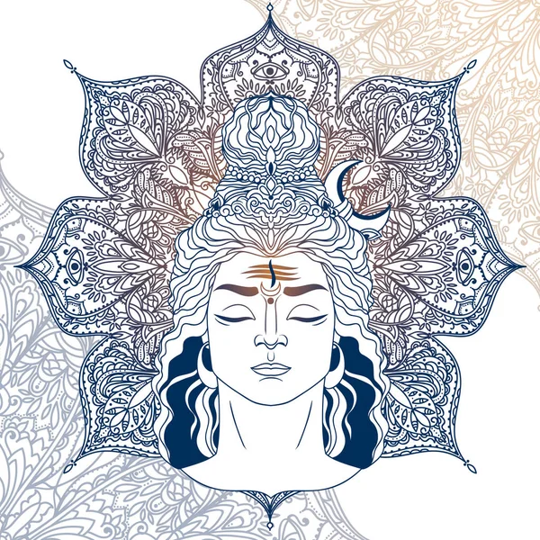 Shiva Retrato Mandala Mágico Puede Utilizar Como Tarjeta Felicitación Para — Archivo Imágenes Vectoriales