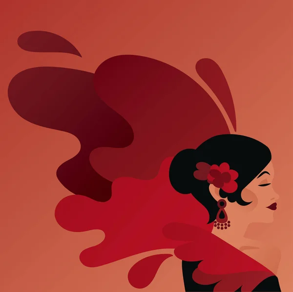 Poster Traditioinal Spanish Flamenco Gypsy Lady Vector Illustration — Stock Vector