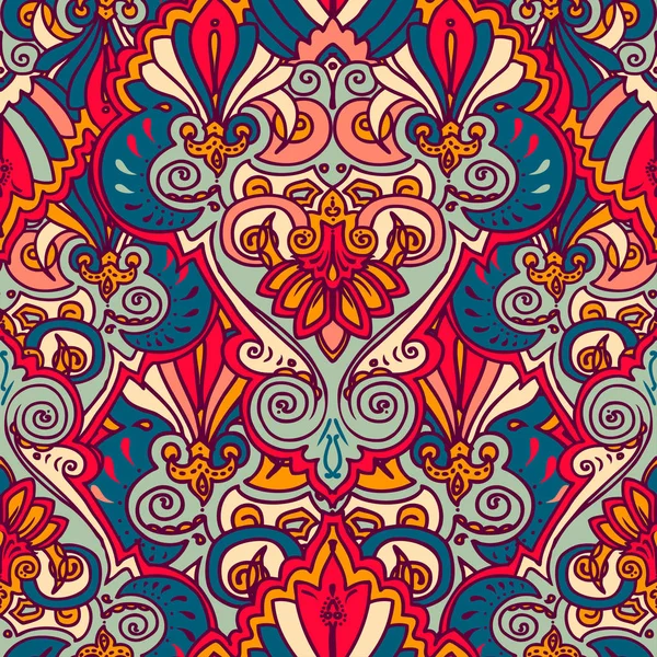 Ornement Sans Couture Coloré Dans Style Tzigane Boho Illustration Vectorielle — Image vectorielle