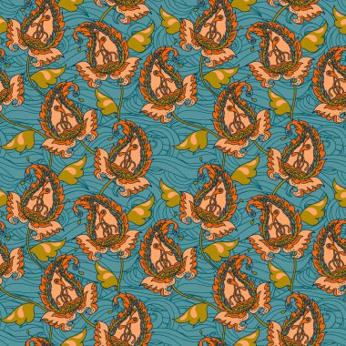 Hint tarzında Paisley Dikişsiz desen, vektör illüstrasyon