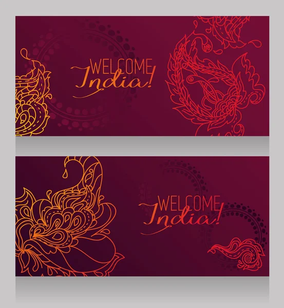 Два Баннера Приветствия Индии Использован Качестве Поздравительных Открыток Фестиваля Дивали — стоковый вектор