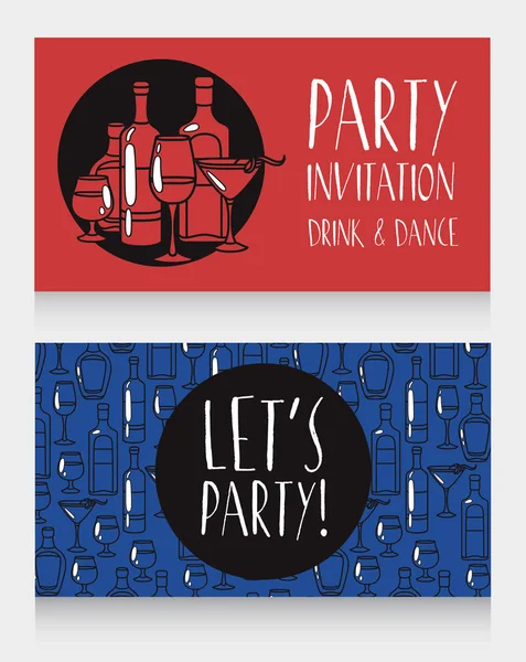 Party Invitation Templates Bottles Cacktails Can Used Banners Bar Vector — Stock Vector