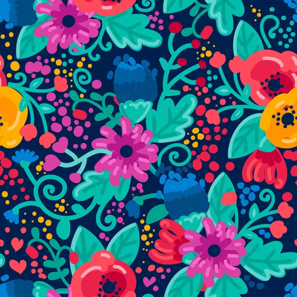 Nahtlose Florale Textur Handgezeichneten Stil Vektorillustration — Stockvektor
