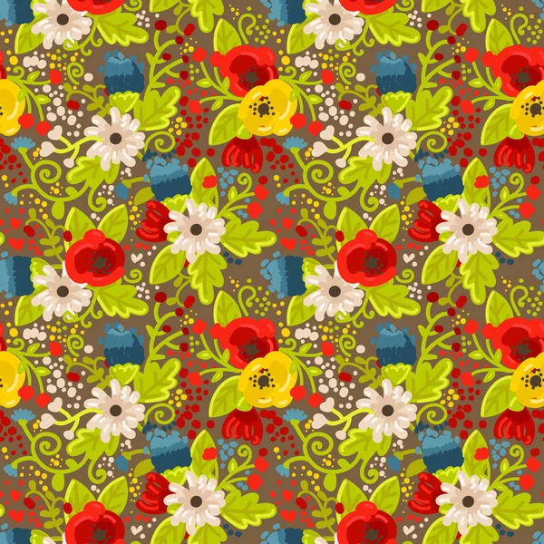 Textura Floral Sin Costuras Estilo Dibujado Mano Ilustración Vectorial — Vector de stock