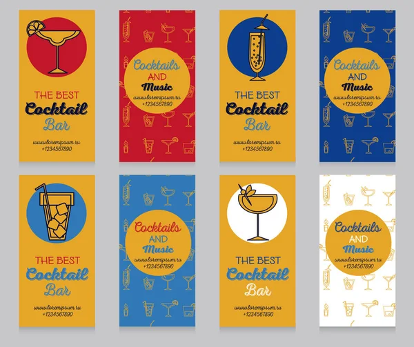 Collection Bannières Pour Bar Cocktails Peut Être Utilisé Comme Invitations — Image vectorielle