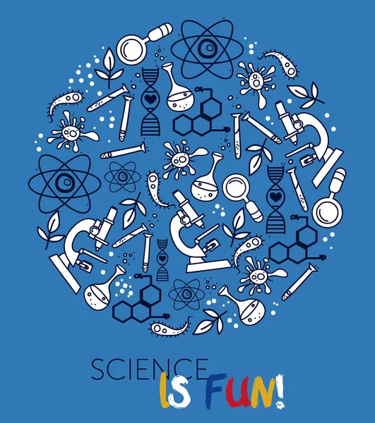 Poster Science Icons Doodle Style Vector Illustration — Stock Vector