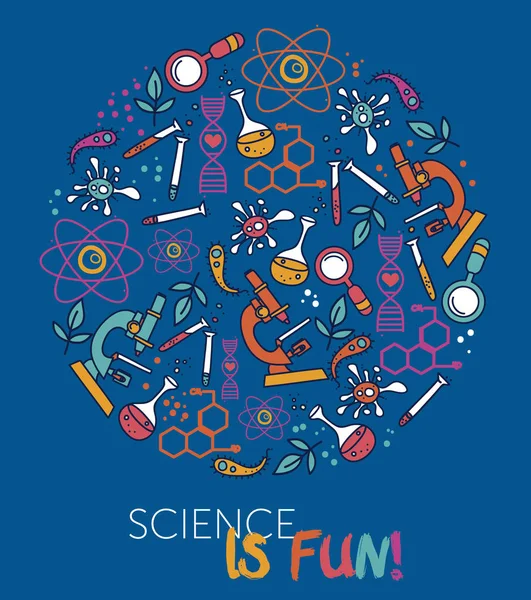 Poster Mit Science Icons Doodle Stil Vektorillustration — Stockvektor
