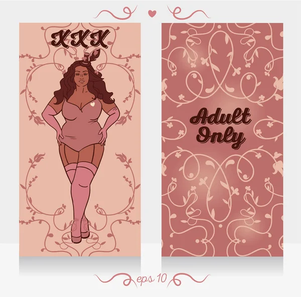 Banner Para Fiesta Solo Para Adultos Burlesque Más Tamaño Damas — Archivo Imágenes Vectoriales