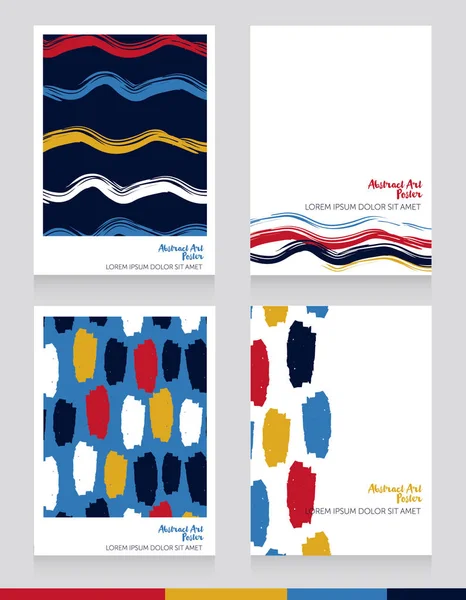 四个横幅为抽象艺术 可用作艺术画廊的艺术治疗类 流行艺术风格的颜色 矢量插图的名片 — 图库矢量图片