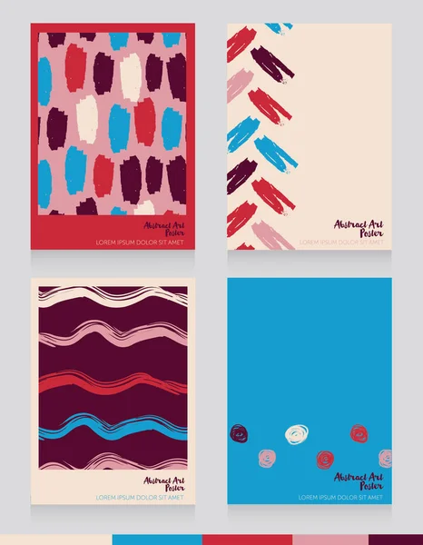 Vier Banners Voor Abstracte Kunst Kan Worden Gebruikt Als Visitekaartjes — Stockvector