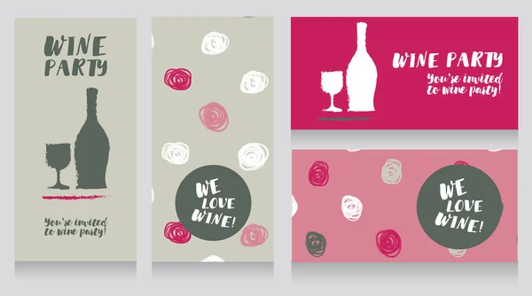 Four Posters Wine Party Can Used Menu Cover Wine Bar — Stock Vector