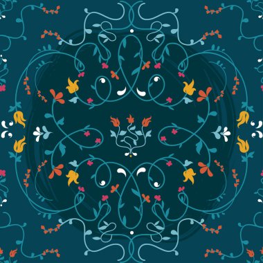 Romantical seamless pattern with floral plexus, vector illustration clipart