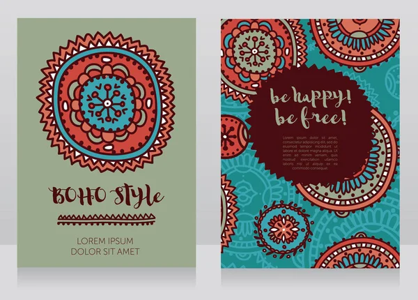 Dos Banners Para Estilo Boho Pueden Utilizar Como Invitación Fiesta — Vector de stock