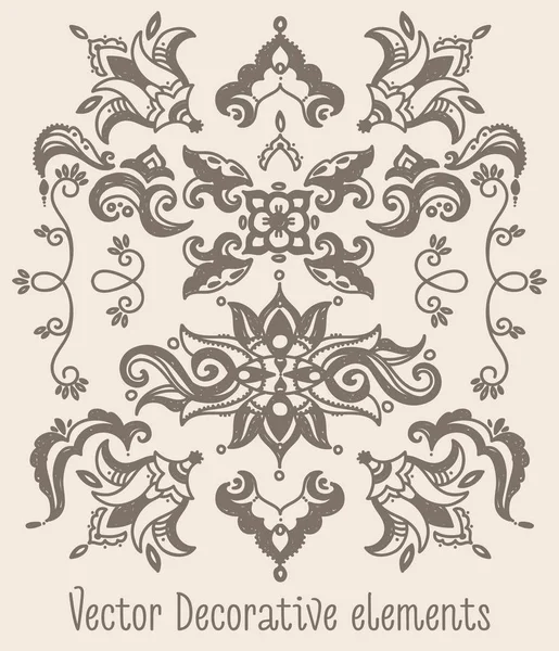 Набор Красивых Декоративных Элементов Стиле Эскиза Векторная Иллюстрация — стоковый вектор