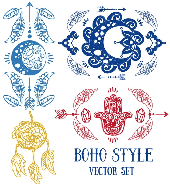 Set Magical Sketch Style Symbols Vector Illustration Set — Stock Vector