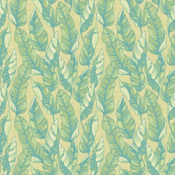 Seamless Pattern Green Tropical Leaves Vector Illustration — Stock Vector