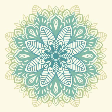 Güzel yuvarlak desen, hint tarzı çiçek elemanları ile mandala, vektör illüstrasyon