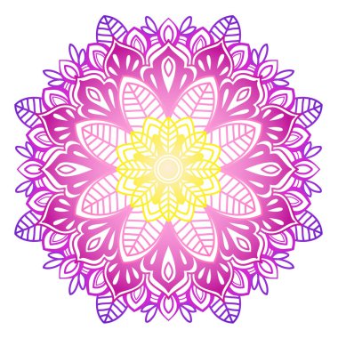 Güzel shinig yuvarlak desen, hint tarzı çiçek elemanları ile mandala, vektör illüstrasyon