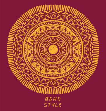 Doodle mandala merkezinde güneş işareti ile, dövme için kullanılabilir, kroki tarzı vektör illüstrasyon