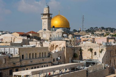 Jerusalem, İsrail - 15 Mayıs 2018: Rock, Mescid i Aksa The Dome üçüncü en kutsal için Islam yer nerede cennet muhammed yükseliş