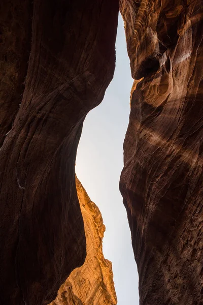 Siq Homokkő Canyon Petra Jordánia Módja Annak Hogy Kincstár — Stock Fotó