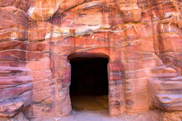 Ingången Till Grotta Kunglig Grav Petra Jordanien Underground Antika Hällristning — Stockfoto