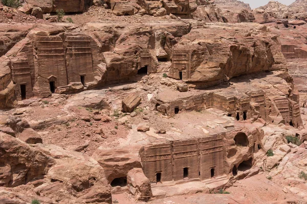 Eingang Einer Höhle Königliches Grab Petra Jordanien Uralte Unterirdische Felszeichnungen — Stockfoto