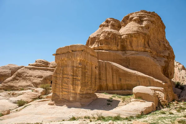 Vue Ancienne Ville Rocheuse Abandonnée Petra Patrimoine Unesco Jordanie — Photo