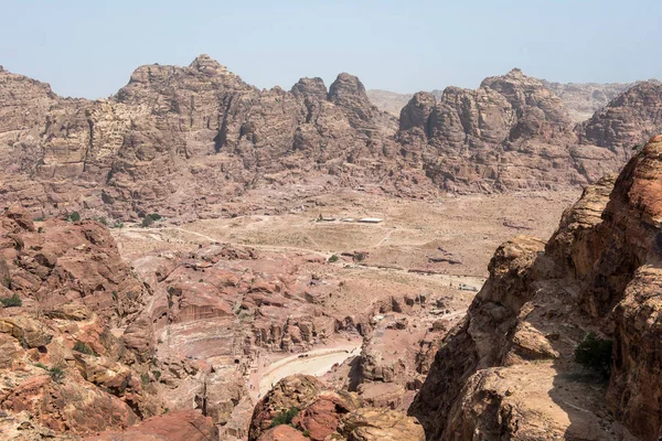 View Ancient Abandoned Rock City Petra Unesco Heritage Jordan — Stock Photo, Image