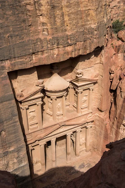 Tesouro Petra Jordan Escultura Pedra Antiga Feita Pela Civilização Nabatean — Fotografia de Stock