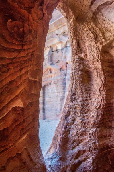 Inuti Kunglig Grav Petra Jordanien Underjordiska Antika Hällristning Grottan Användes — Stockfoto