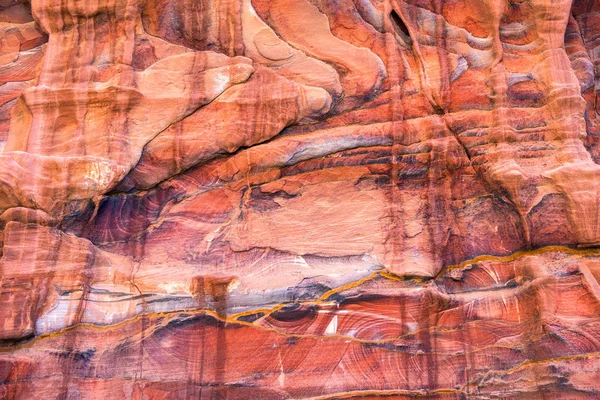 Textura Formação Arenito Vermelho Colorido Padrão Geológico Abstrato Petra Jordânia — Fotografia de Stock