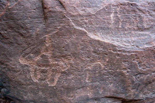 Ősi Nabatean Thamudic Feliratokat Rock Képviselő Teve Karaván Emberek Khazali — Stock Fotó