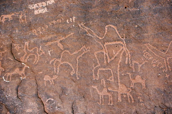 Anfashieh Prähistorische Inschriften Und Petroglyphen Auf Einer Steinmauer Felskunst Die — Stockfoto