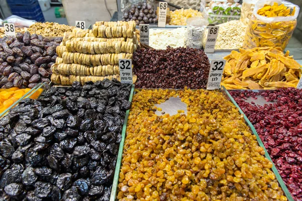 Сушеные Фрукты Рынке Махане Иегуда Иерусалиме Израиль — стоковое фото