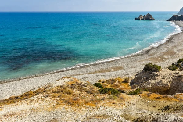 Βραχώδεις Ακτές Πέτρες Βότσαλα Παραλία Της Θάλασσας Στη Μεσόγειο — Φωτογραφία Αρχείου