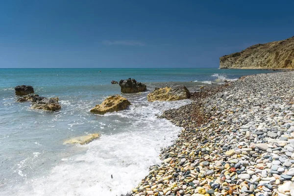 Praia Tropical Calma Idílica Com Água Mar Azul Turquesa Pedras — Fotografia de Stock