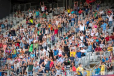 Bir futbol maçında Stadı Tribune bulanık kalabalık