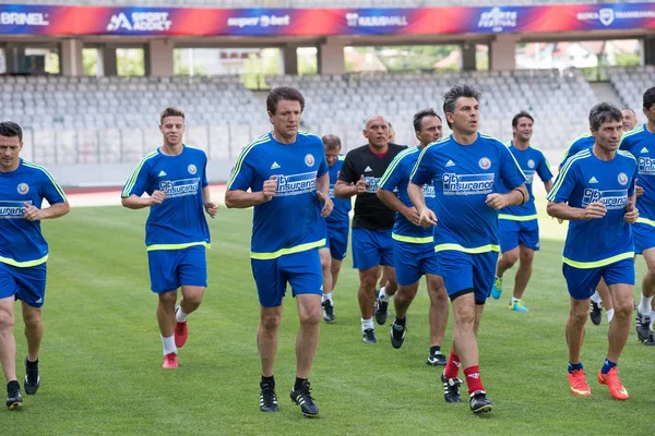 Cluj Napoca Rumänien Juni 2018 Fotbollsspelare Rumänska Landslaget Golden Utövar — Stockfoto