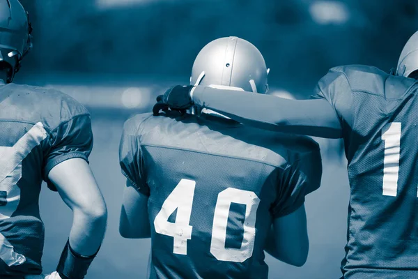 Cyanotype Image Tonique Des Joueurs Football Américain Action — Photo